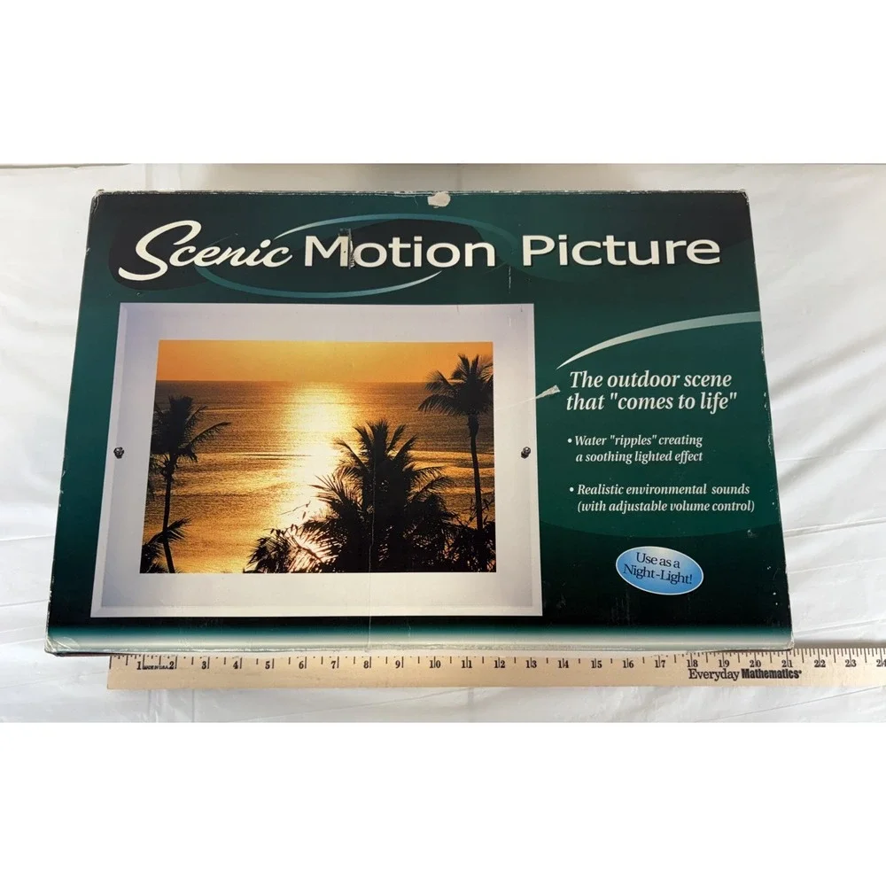 Scenic Motion Picture Palm Tree/Sunset Scene Nature Sounds Lighted Ripple Effect